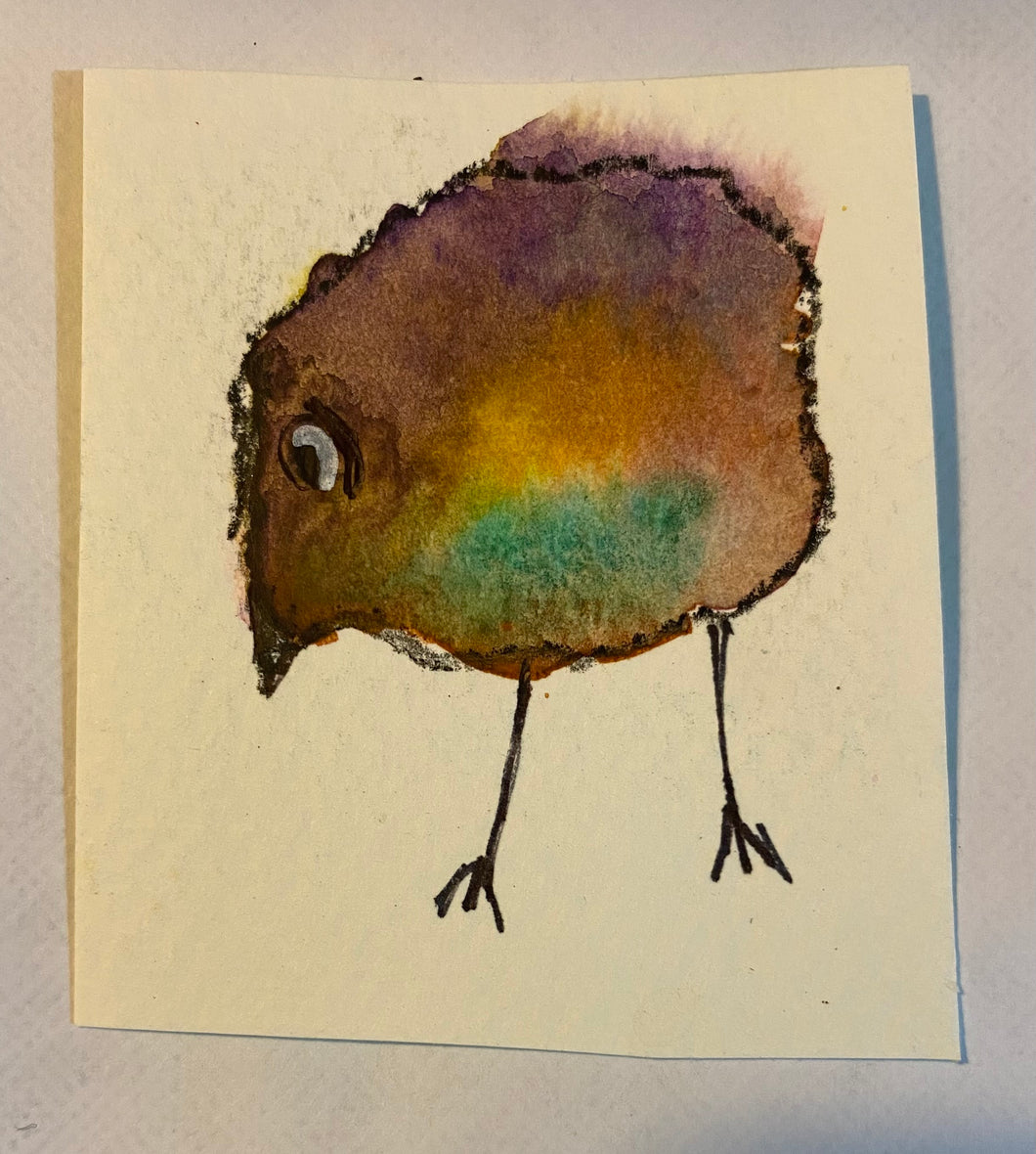 Watercolour Trees and Chickens
